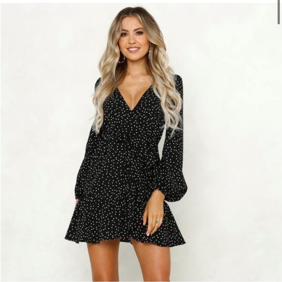 Hello Molly Polka Dot Flowy Mini Dress Frills - Picture 1 of 8